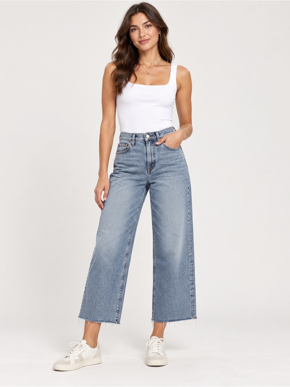 J. Crew High-Rise Wide-Leg Jeans in Light Wash Blue